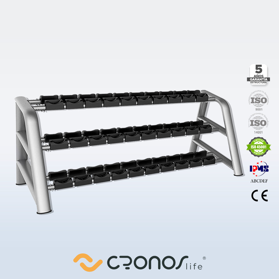 Rack de Mancuernas 3 Niveles V2 - Cronos Life
