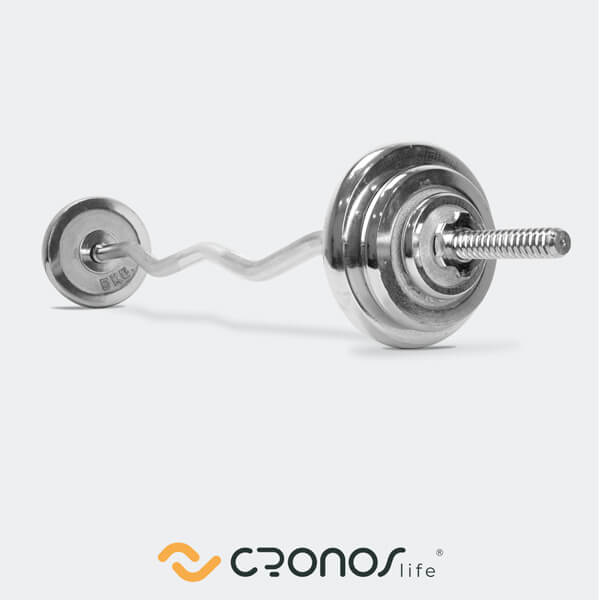 Barra curva cromada 1.20mt / 5kg - Cronos Life