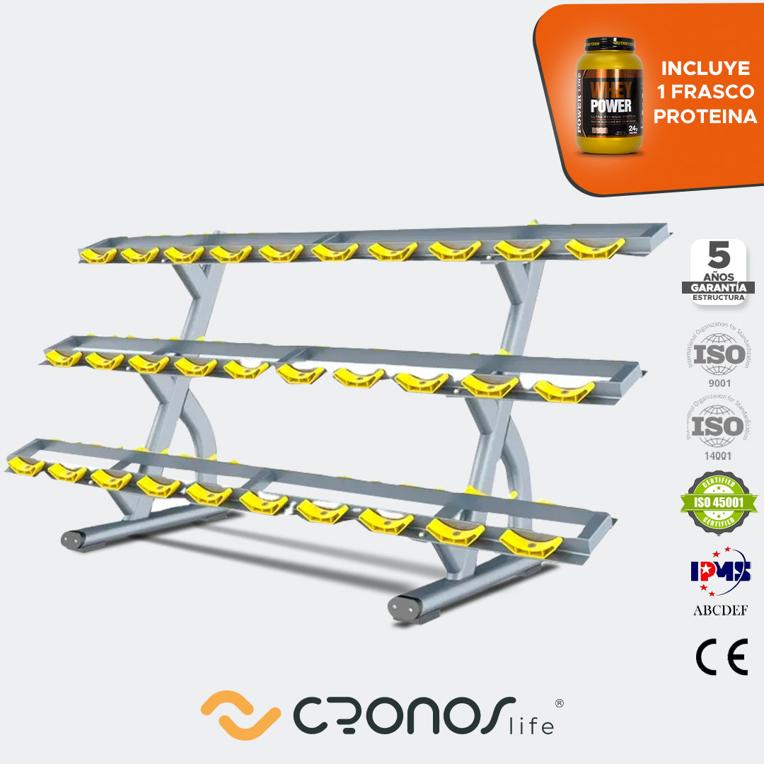 Rack Mancuernas 3 Niveles - Cronos Life